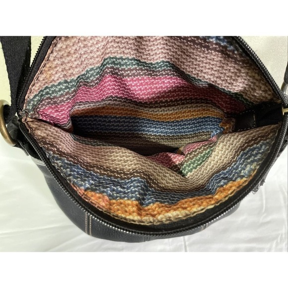 The Sak Deena Leather Fold Over Black Purse, Handbag, Crossbody, Soft, Zip - Picture 6 of 7